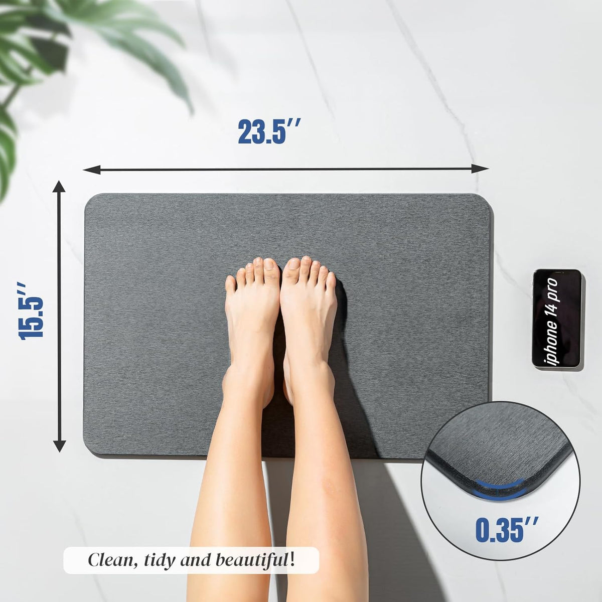 Belro stone bath mat with textured surface, soft absorbent material, and modern design for bathroom decor.