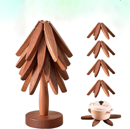 Belro wooden trivets for hot dishes, round and durable, suitable for protecting kitchen surfaces during meal serving.