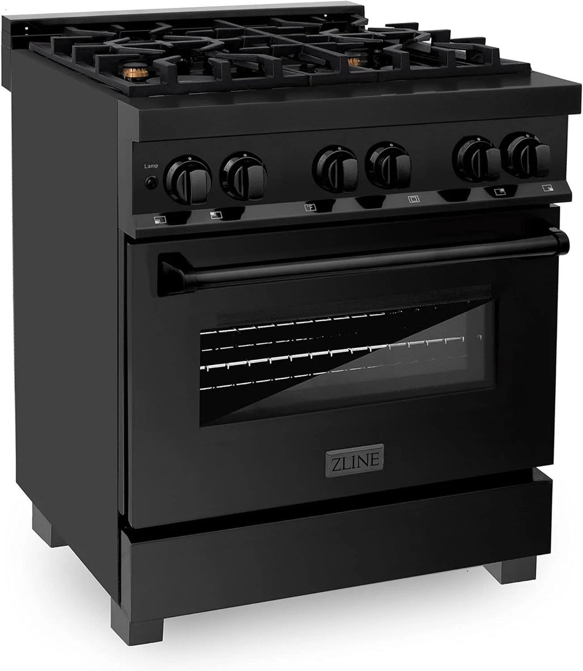 Casavibeo ZLINE Legacy 30-inch dual fuel range with four burners and oven, stainless steel finish, and control knobs.