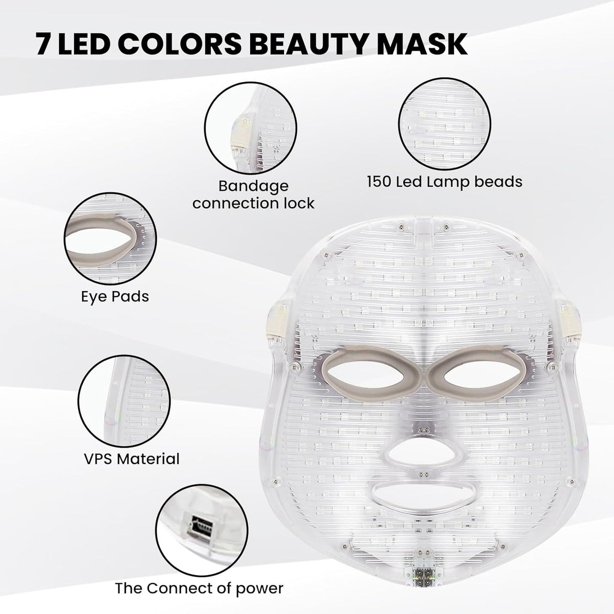 Belro red light mask for health and beauty, showing the sleek, adjustable mask with LED light panels on a white background.