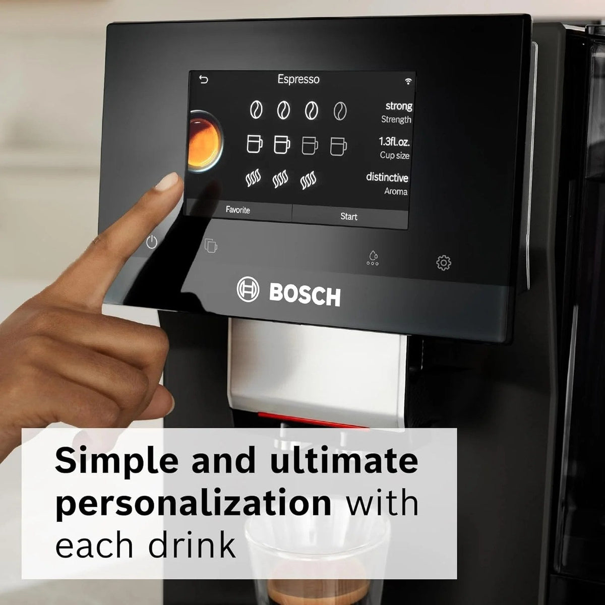 Bosch 800 Series VeroCafe fully automatic espresso machine with sleek stainless steel design and digital control panel.