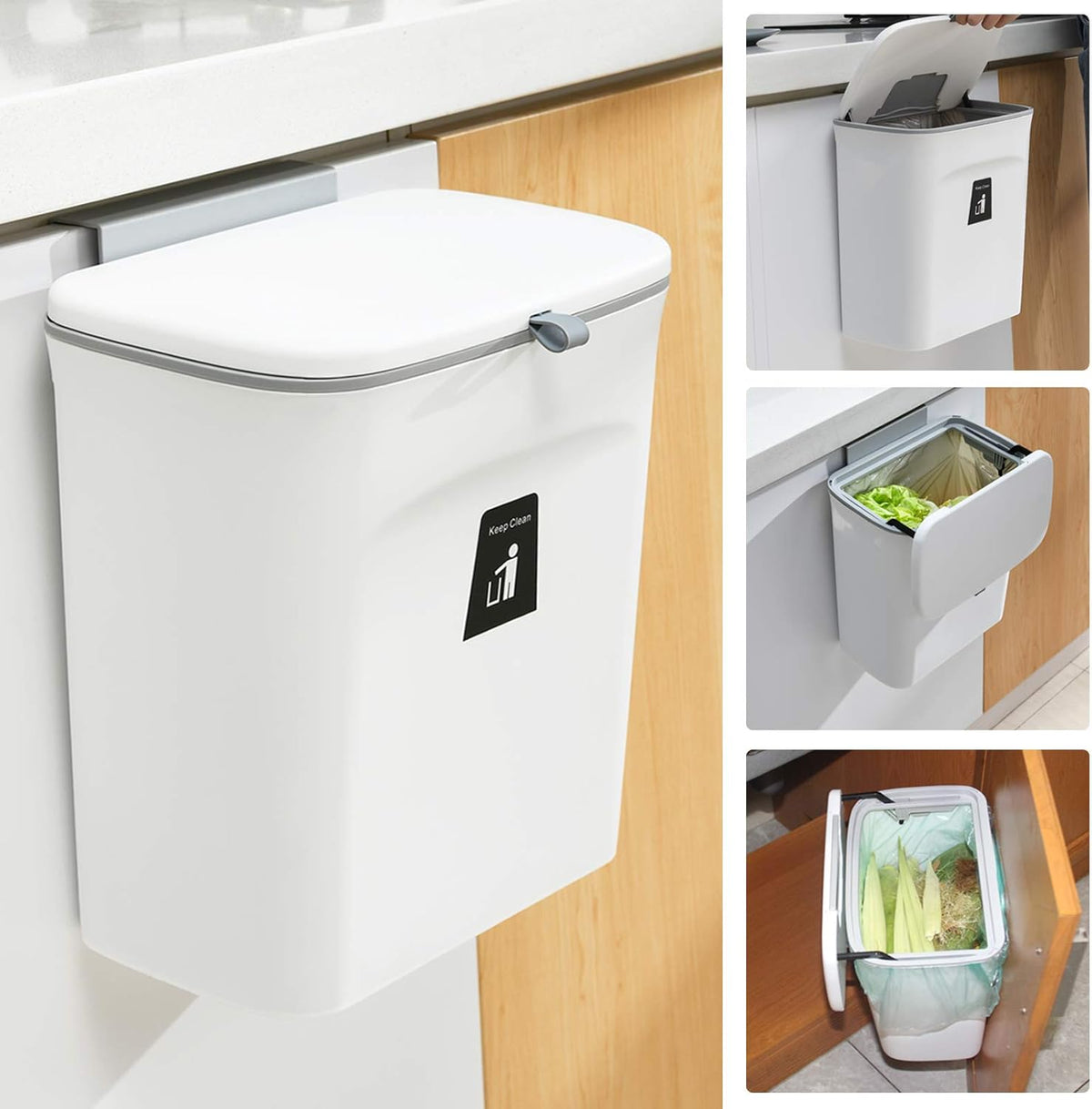 Belro 2.4-gallon kitchen compost bin for countertop or under sink, durable plastic with a lid for eco-friendly waste disposal.