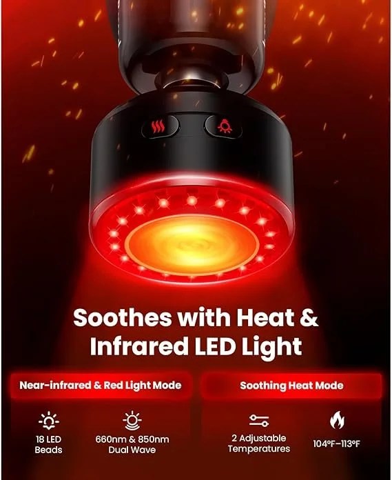 Casavibeo BOB AND BRAD Q2 Ultra Mini Massage Gun with red light infrared head, compact deep tissue muscle therapy device.