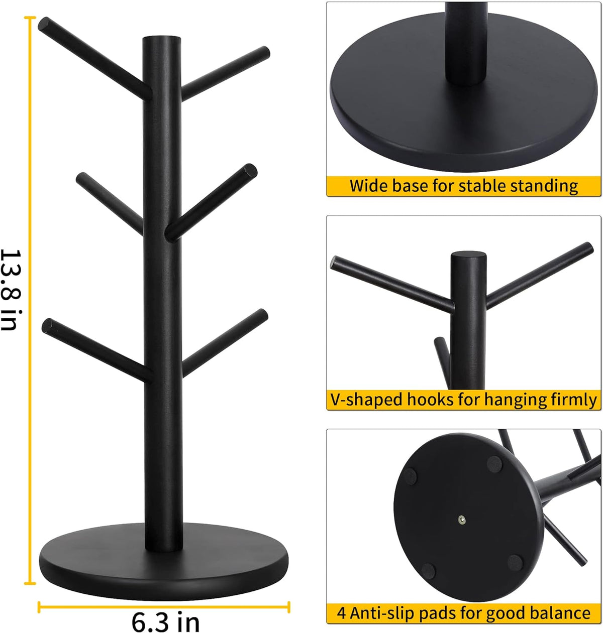 Belro cup mug holder tree for kitchen organization, with multiple hooks for hanging mugs and kitchen accessories.