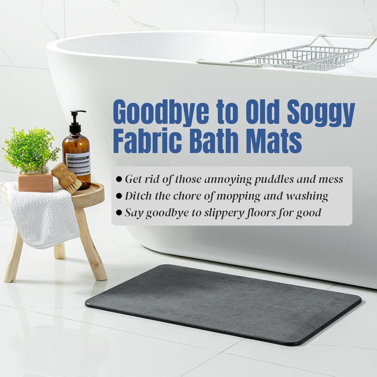 Belro stone bath mat with textured surface, designed for bathroom decor and comfort underfoot.
