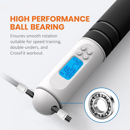 Belro men's speed skipping jump rope with calorie counter, featuring ergonomic handles and durable cord for cardio workouts