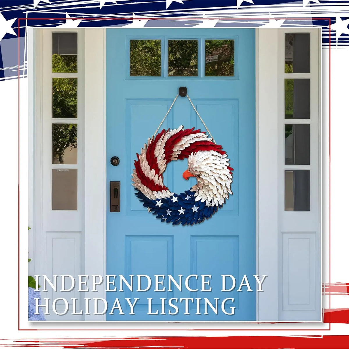 Belro Eagle Wreath Easter and Independence Day socks featuring patriotic eagle and wreath design, vibrant colors and detailed patterns.