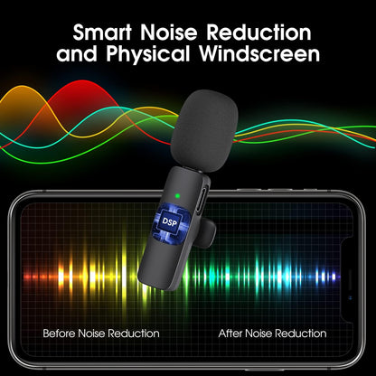 Belro 2-pack wireless microphone set for iPhone and iPad, compact audio microphones for mobile recording and streaming.