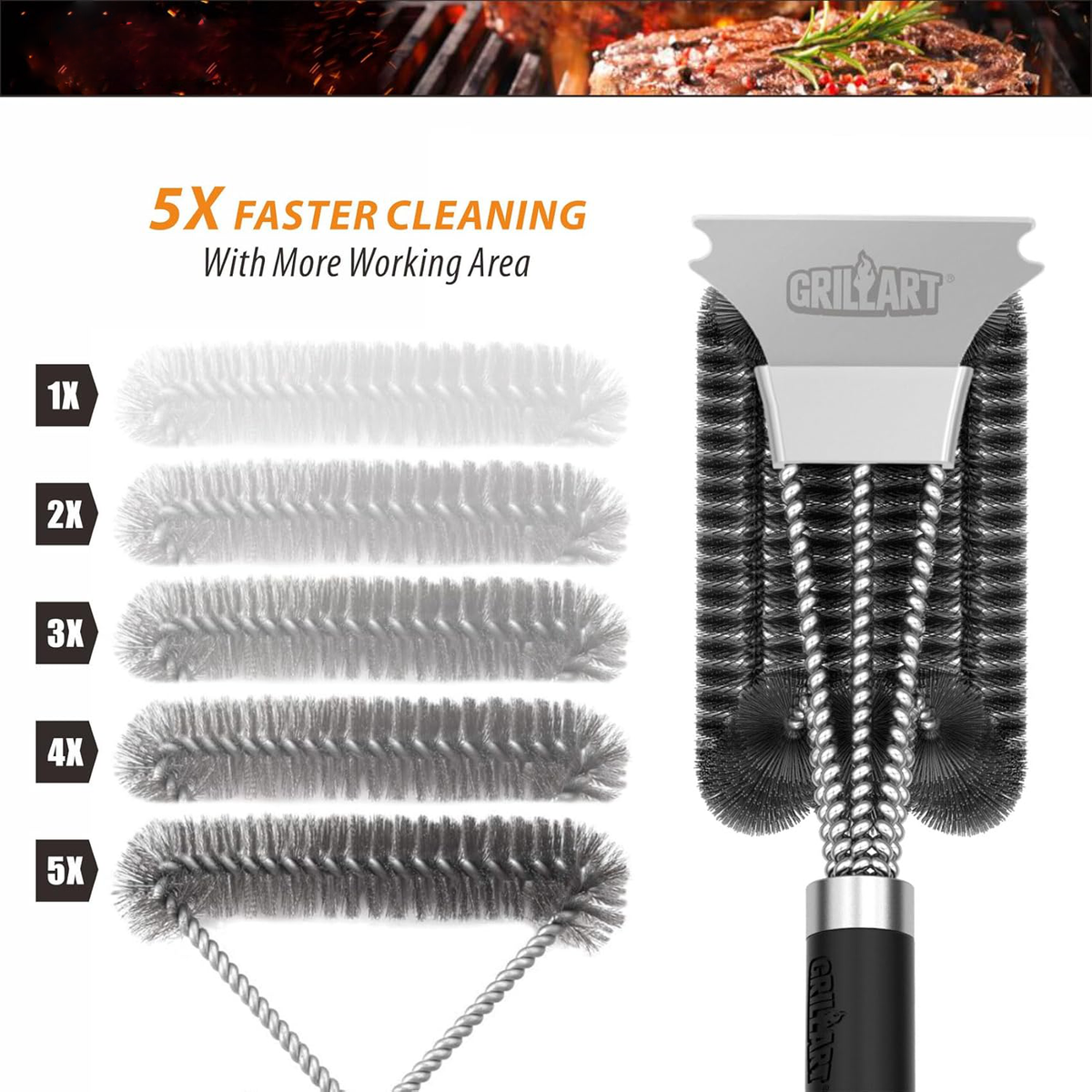 Belro grill brush with sturdy handle and bristles, ideal for cleaning barbecue grills in kitchen and outdoor dining areas