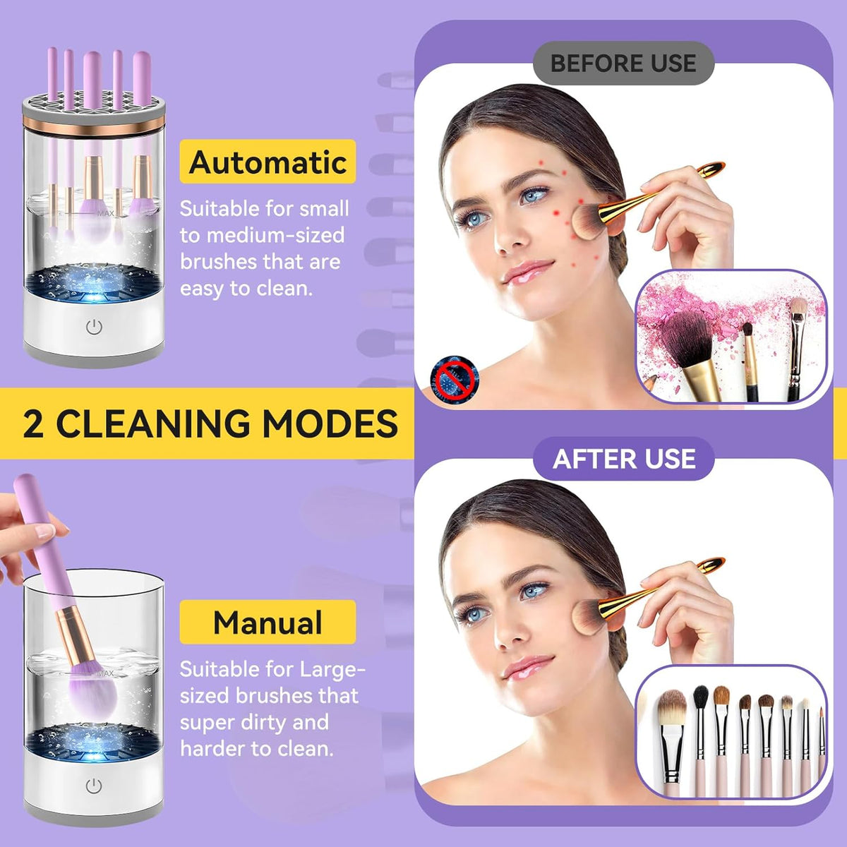 Belro makeup brush cleaner bottle with a clear liquid inside, designed for cleaning beauty brushes effectively.