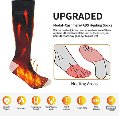 Belro heated socks for outdoor use, featuring electric heating elements, designed for warmth and comfort during outdoor activities.