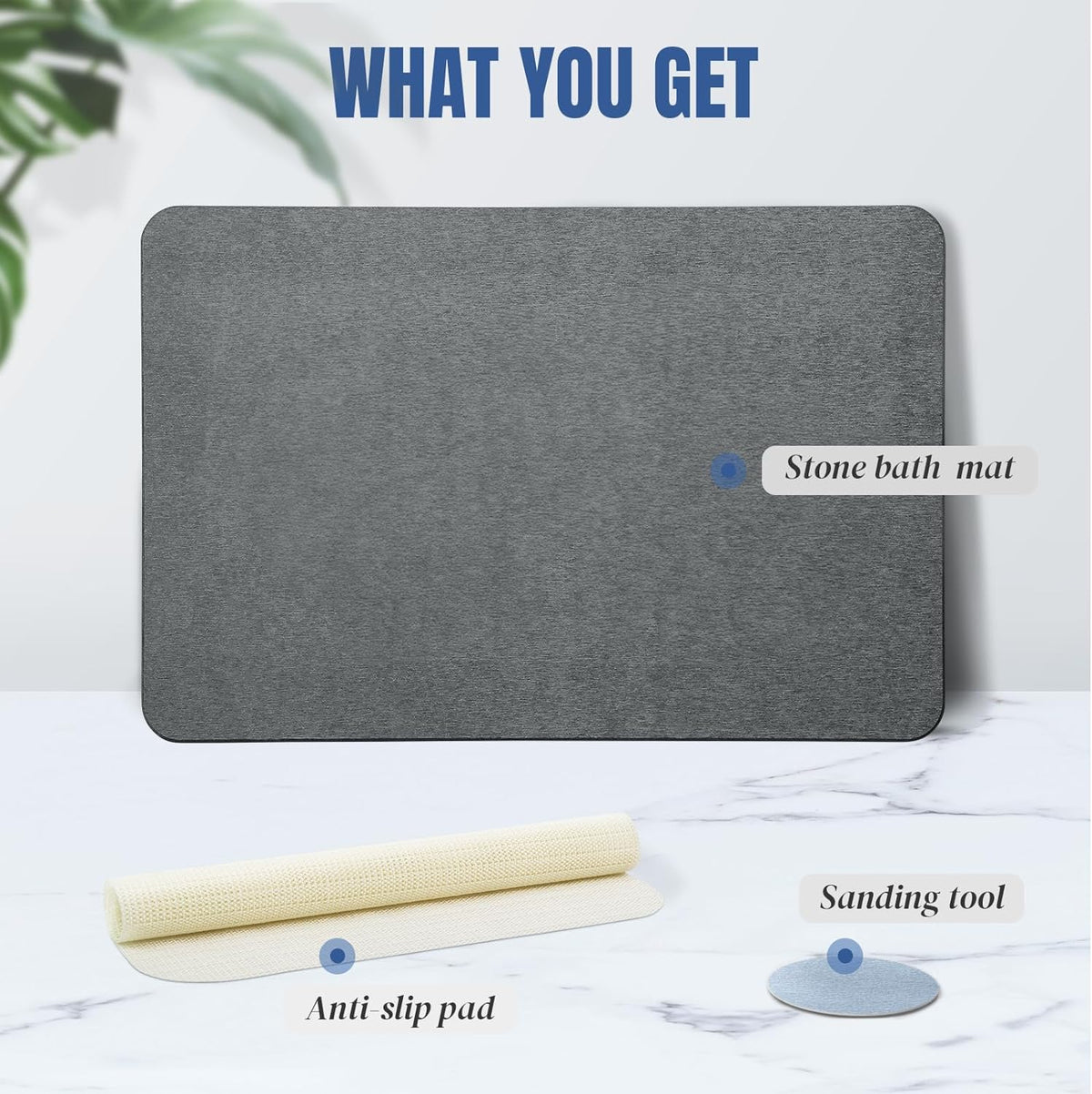 Belro stone bath mat with textured surface, ideal for bathroom decor and non-slip comfort.