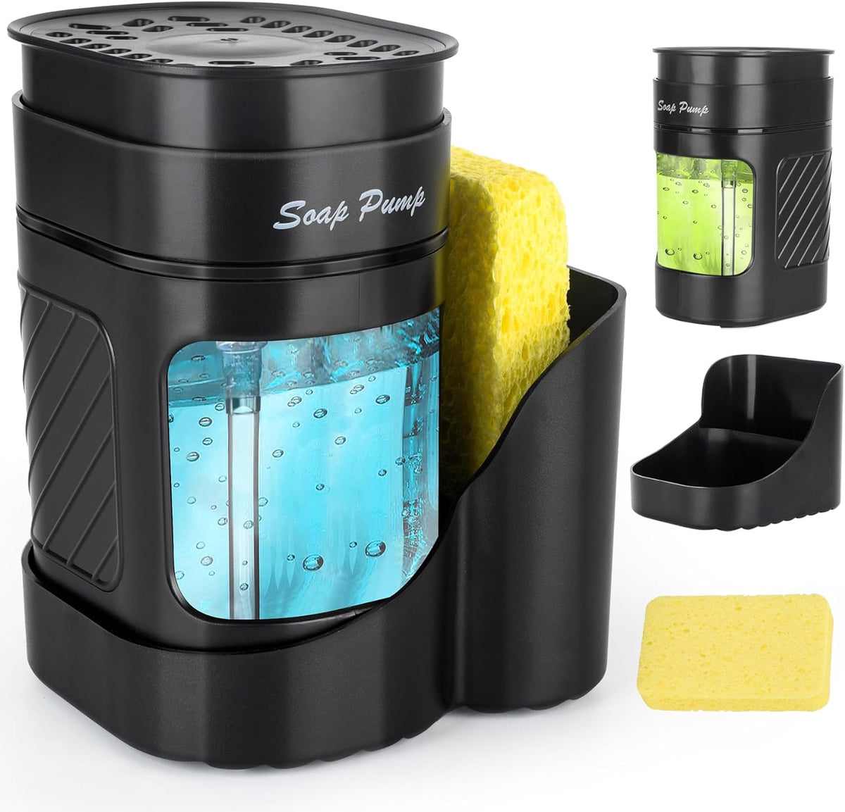 Belro kitchen dish soap dispenser with pump, transparent container for liquid soap, ideal for organizing dishwashing essentials