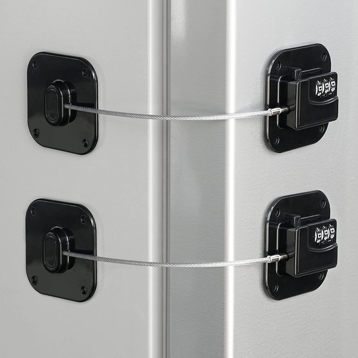 Belro 2-pack fridge locks for secure cabinet and storage safety, featuring durable plastic construction and easy-to-use design.