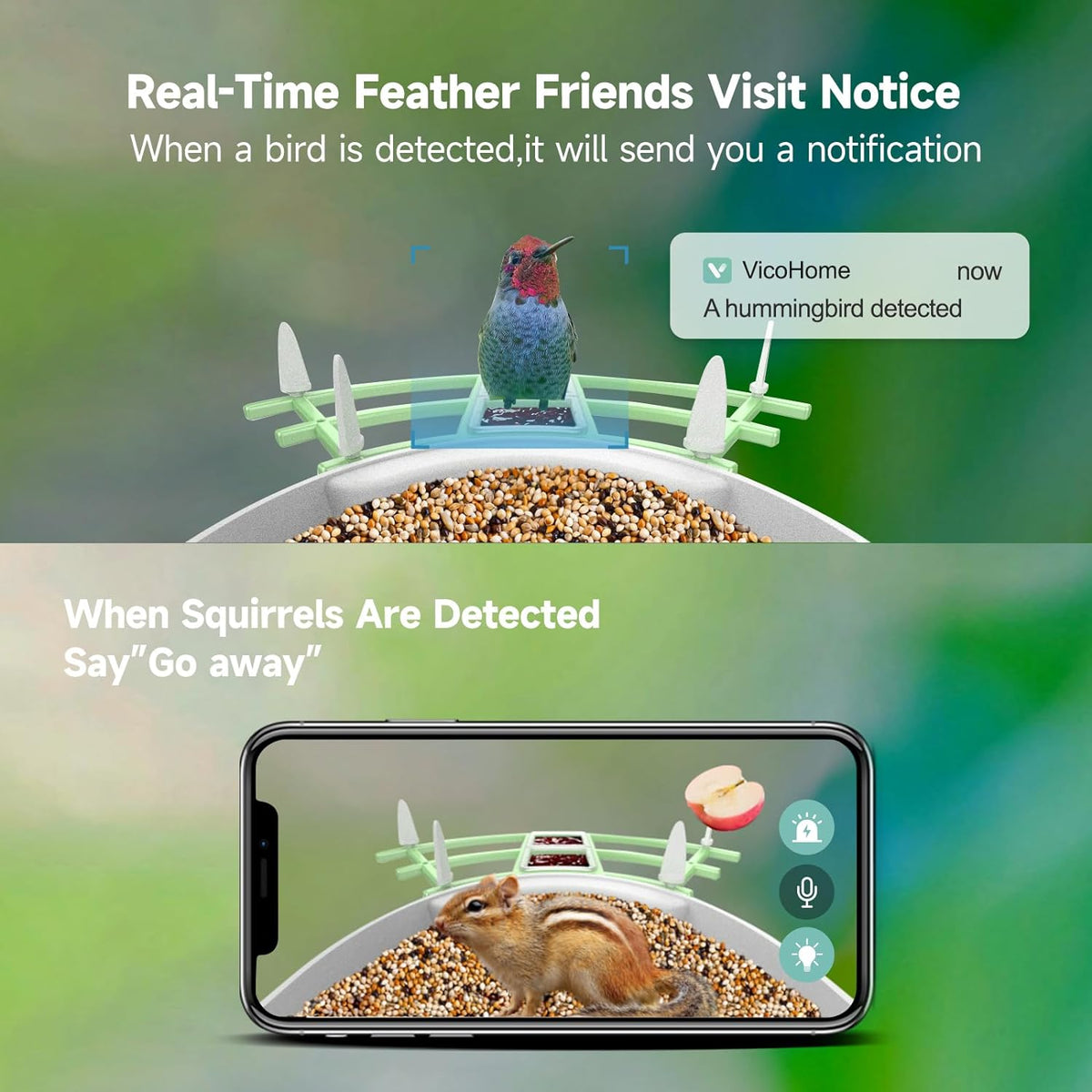Belro smart bird feeder camera mounted outdoors, featuring a trail camera design for wildlife observation and bird watching.