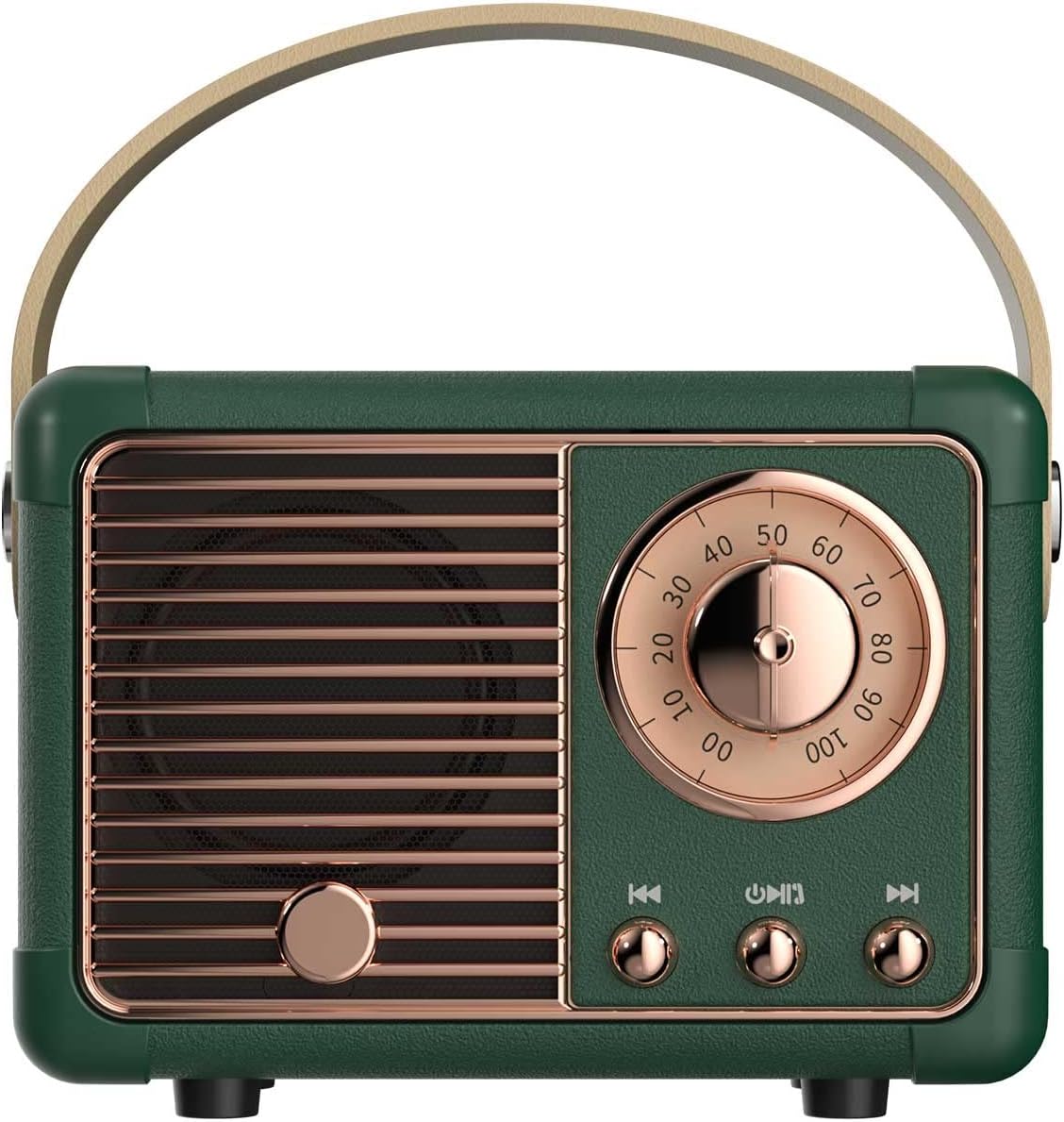 Belro Retro Bluetooth speaker in vintage design with control buttons, portable electronic audio device.