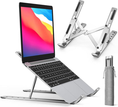 Belro foldable portable laptop stand for electronics and computers, showing its lightweight, adjustable design on a neutral background.