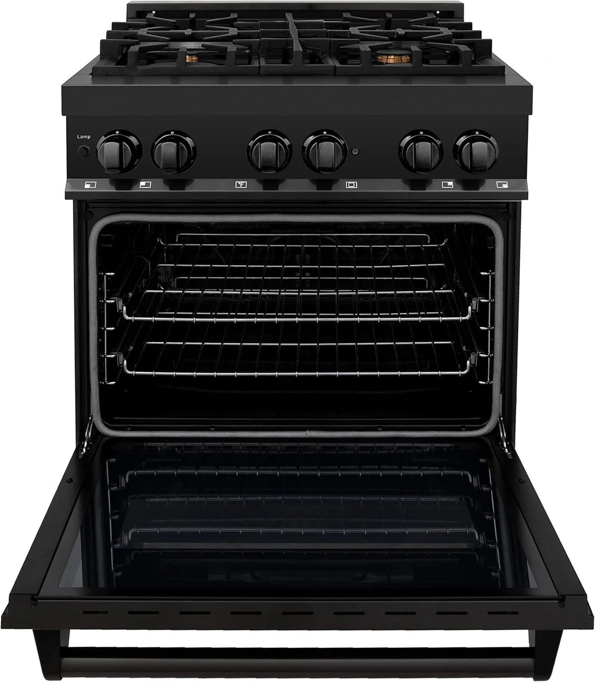 Casavibeo ZLINE Legacy 30-inch dual fuel range with four oven burners and a spacious cooktop, stainless steel finish visible.