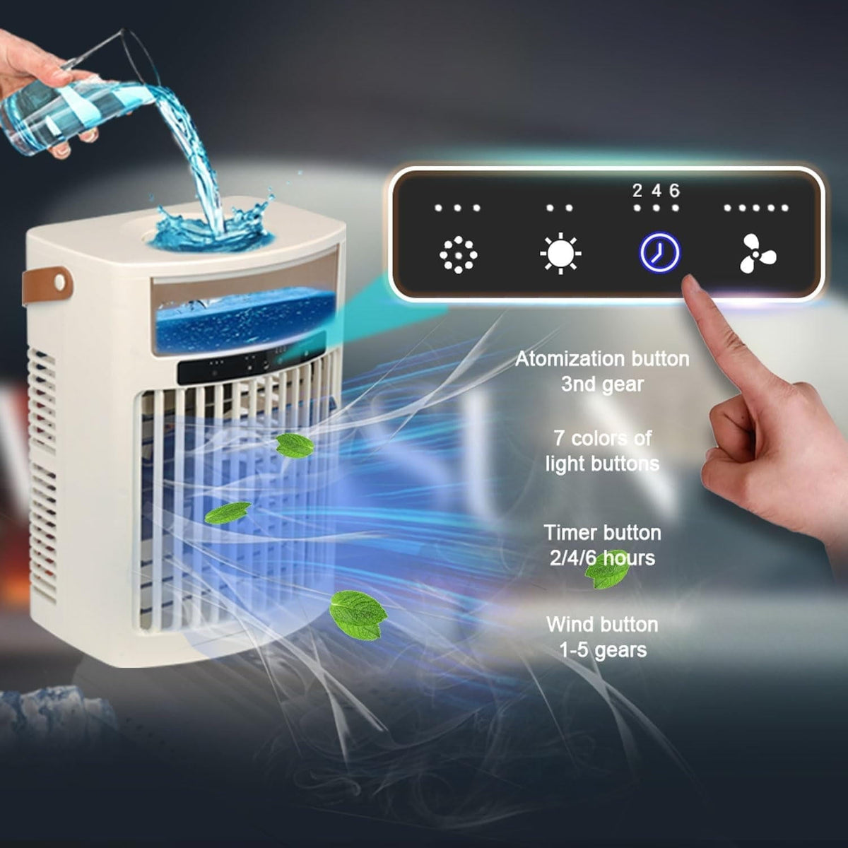 Belro portable mini air cooler fan for outdoor use, compact design with adjustable vents, ideal for cooling in outdoor settings.