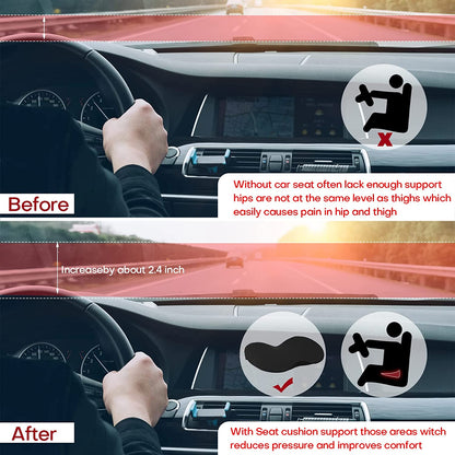 Belro car seat cushion for shorter drivers, back support cushion designed for ergonomic comfort in vehicle seats.