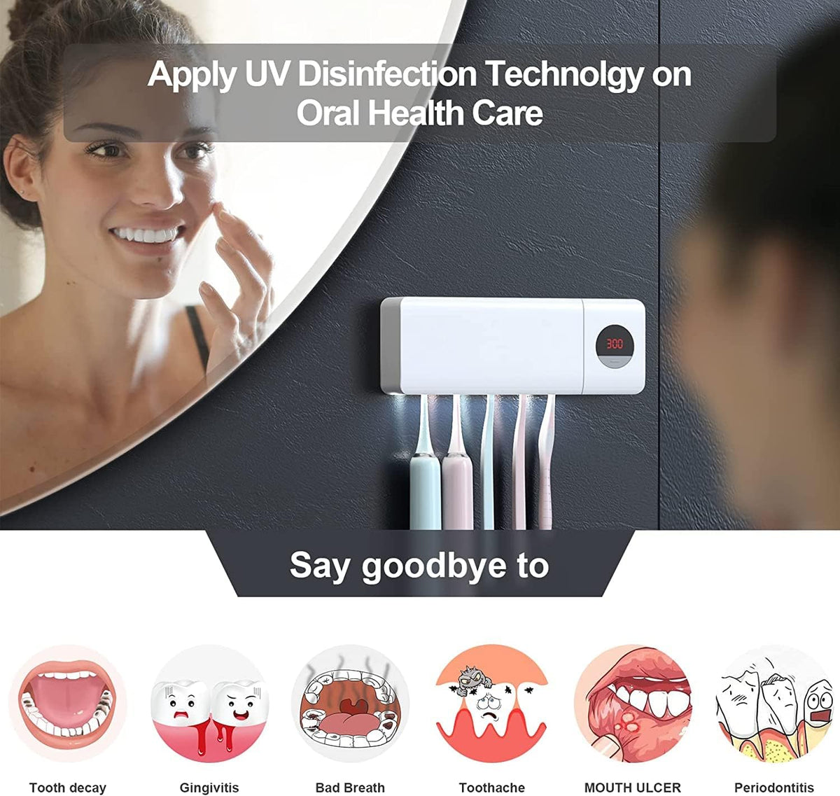 Belro antibacterial toothbrush sanitizer holder for oral care, featuring a sleek design for hygienic toothbrush storage.