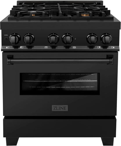 Casavibeo ZLINE Legacy 30-inch dual fuel range with four burners and oven, stainless steel finish, and control knobs.