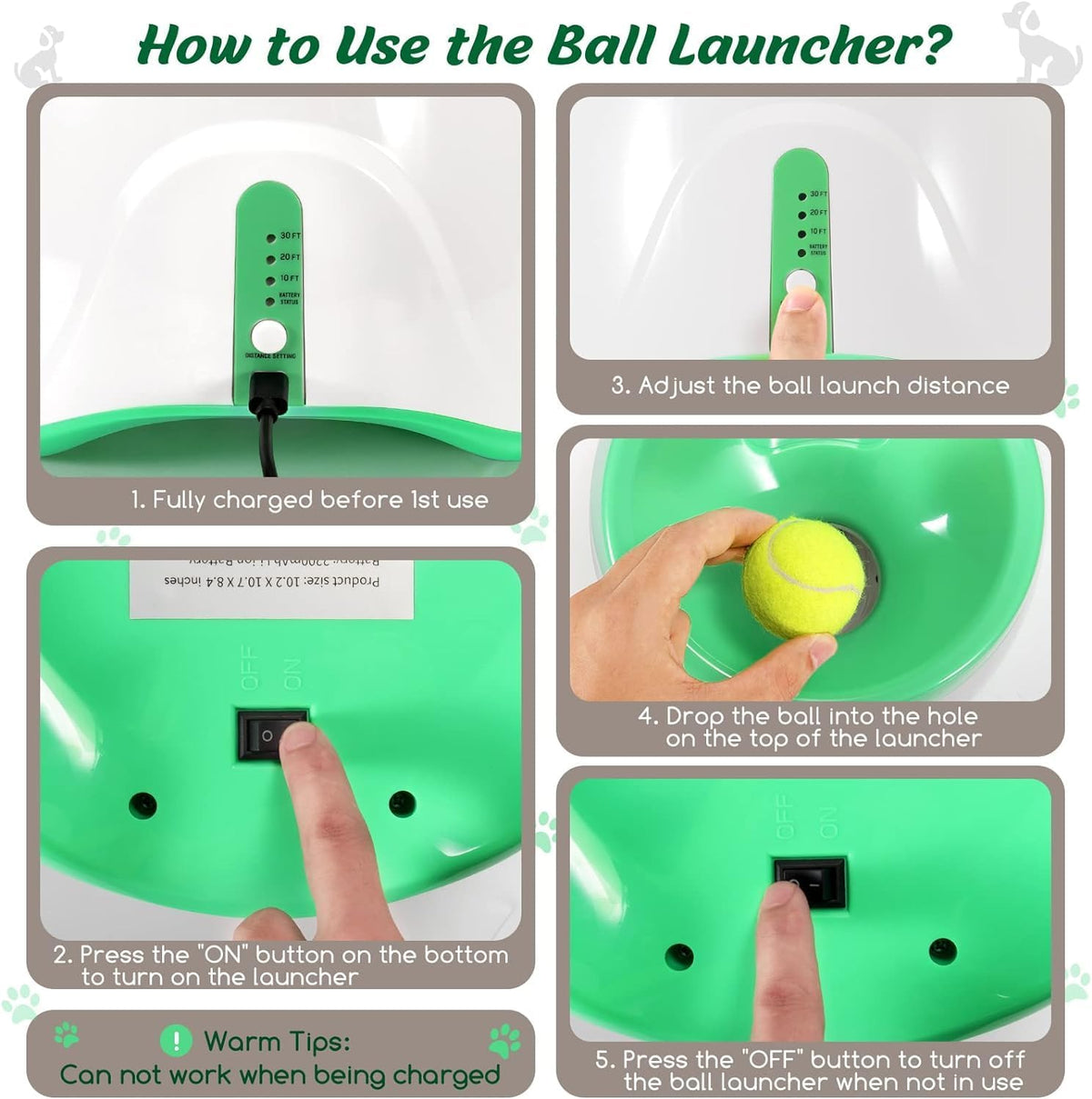Belro automatic dog ball thrower with three distance settings, designed for tennis balls and outdoor play.