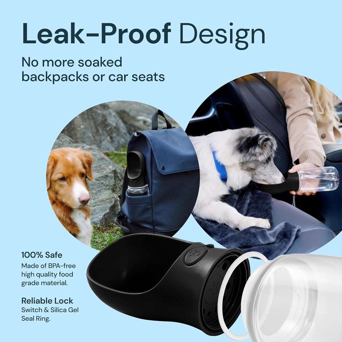 Belro 19 oz portable water bottle for dogs, with a built-in bowl for easy hydration during walks or outdoor activities.
