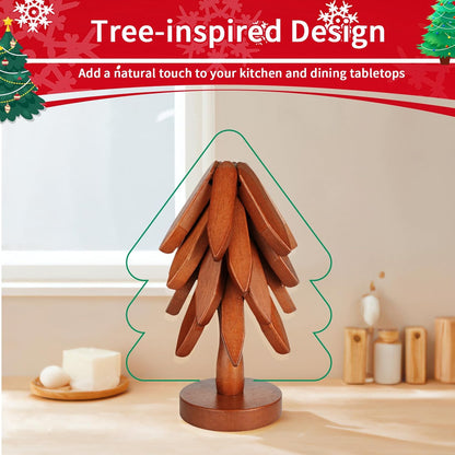 Belro wooden trivets for hot dishes, natural wood with slatted design, ideal for protecting kitchen surfaces from heat.