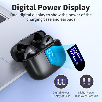 Belro true wireless earbuds with charging case, compact Bluetooth headphones for portable audio listening.