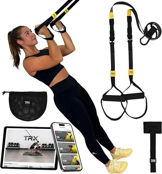 Casavibeo TRX GO suspension trainer for full-body strength workouts, portable home gym exercise equipment with adjustable straps.