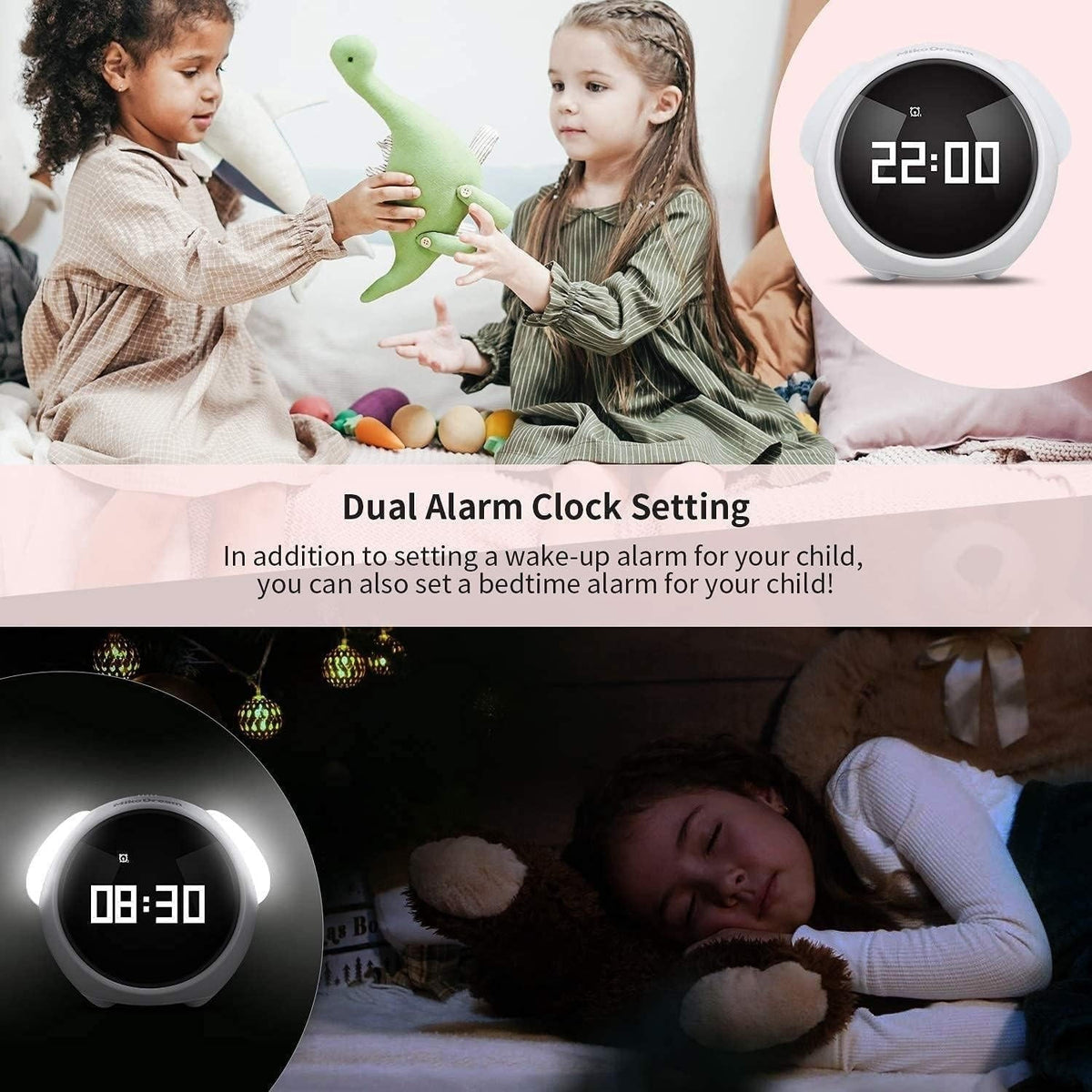 Belro sunrise alarm clock with light and voice control, digital display and sleek design for home and bedroom decor.