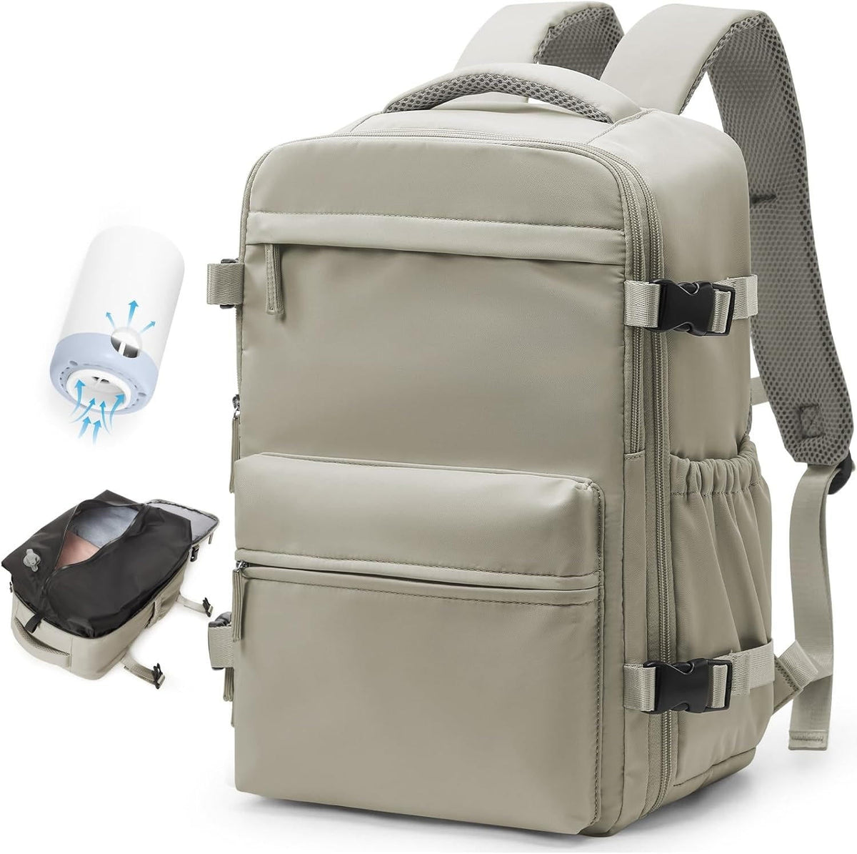 Belro 15.6-inch travel backpack with multiple compartments, designed for electronics and laptop storage, in black with padded straps.