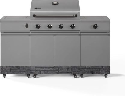 Casavibeo Fresno Series 5-burner grill by TYTUS with stainless steel construction and side shelves for outdoor cooking.