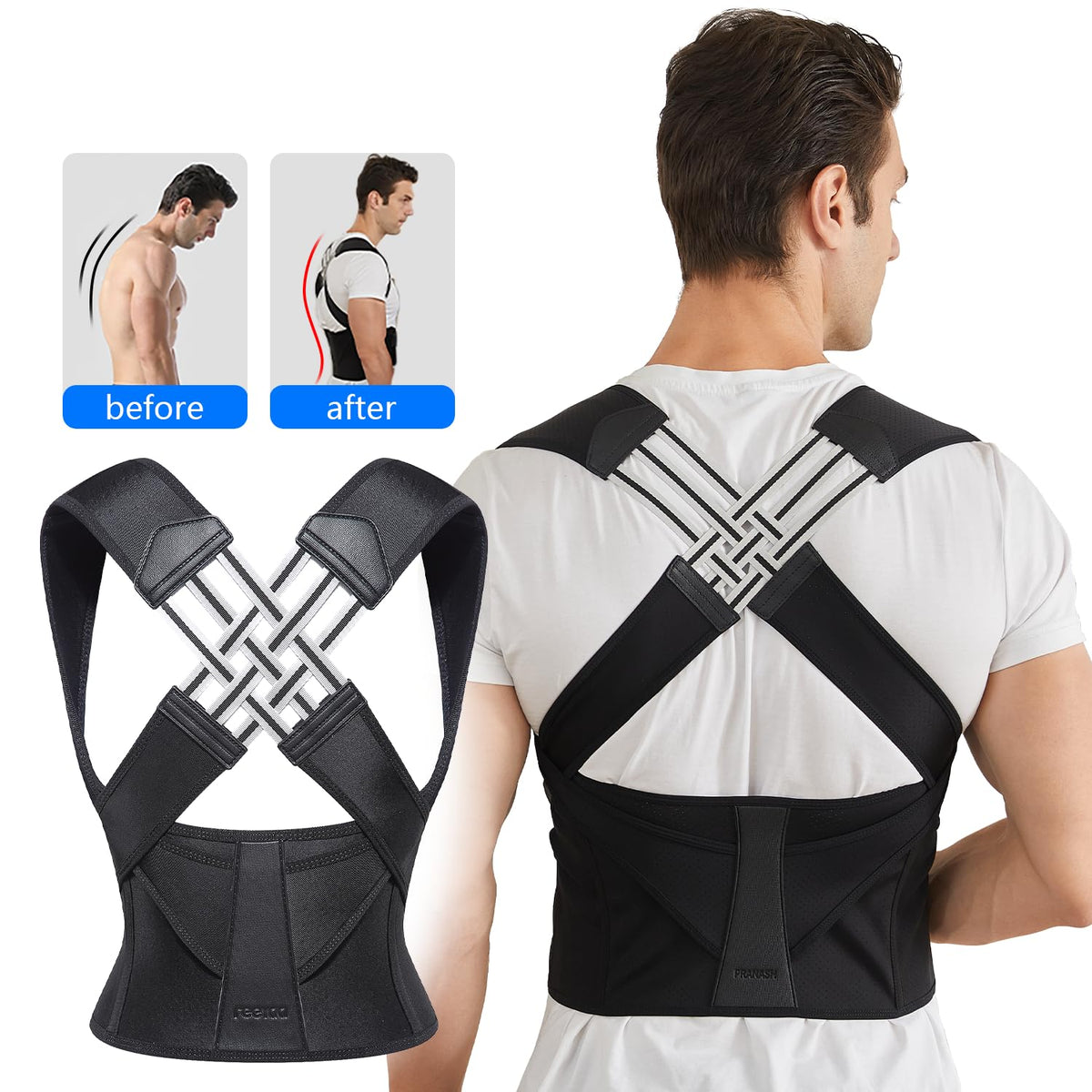 Belro back posture corrector suspenders with adjustable straps and padded support for improved spinal alignment and comfort.
