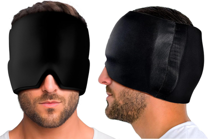 Belro migraine relief cap in blue, designed to soothe headaches with cooling therapy, shown on a white background.