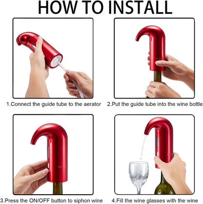 Belro electric wine aerator pourer dispenser on a wine bottle, enhancing flavor and aroma during pouring.