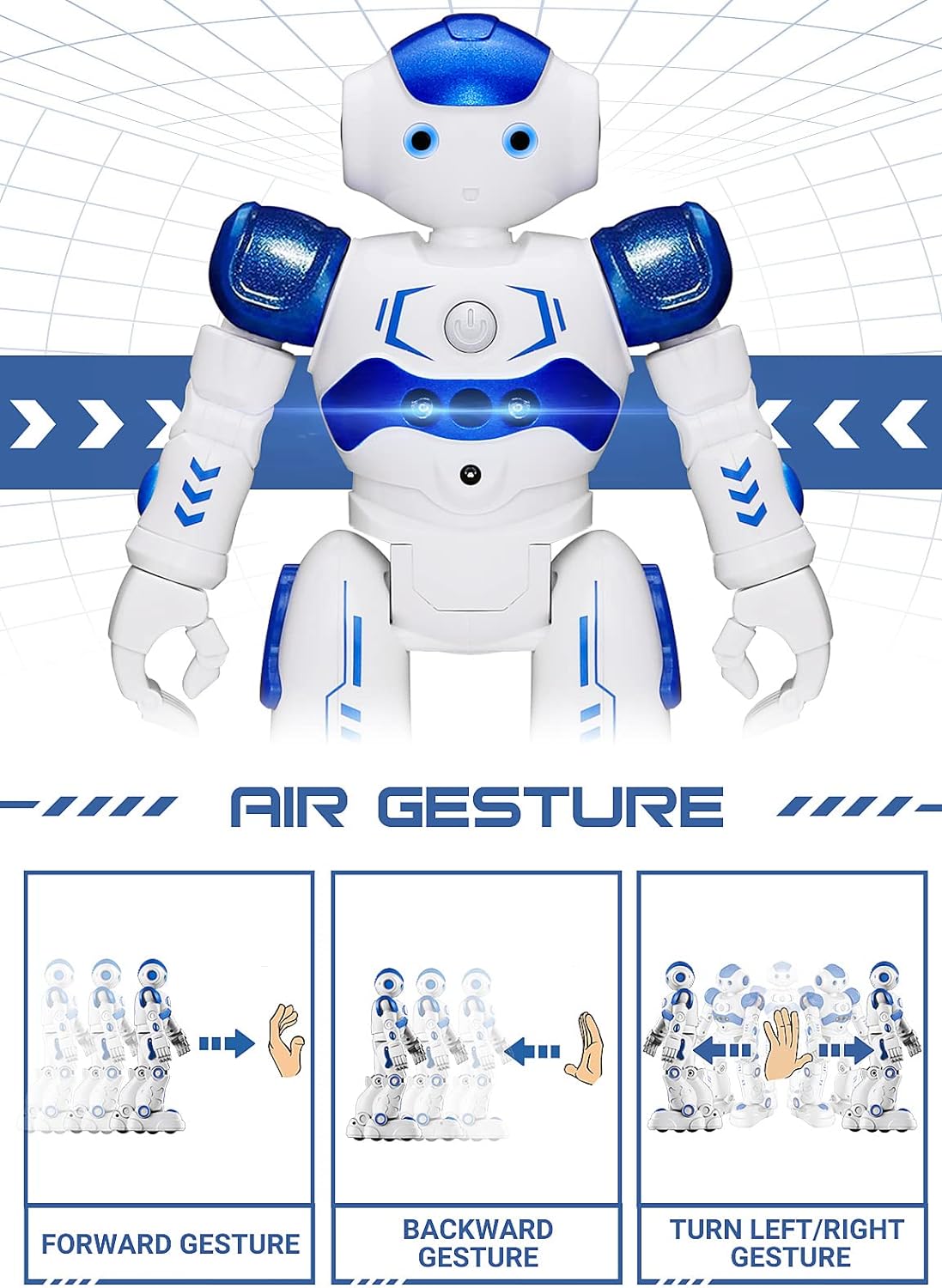 Belro remote control robot toy with movable arms and blinking eyes, designed for fun and interactive play.