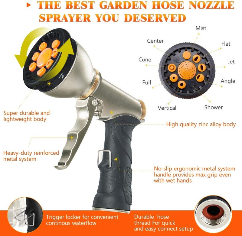 Belro expandable garden hose stretched out outdoors, showing its flexible design and durable material for home and garden watering.