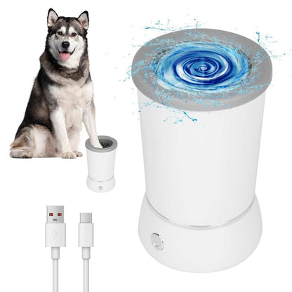 Belro automatic dog paw cleaner with rotating brushes for easy paw cleaning during pet grooming.