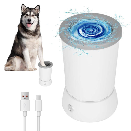 Belro automatic dog paw cleaner with rotating brushes for easy paw cleaning during pet grooming.
