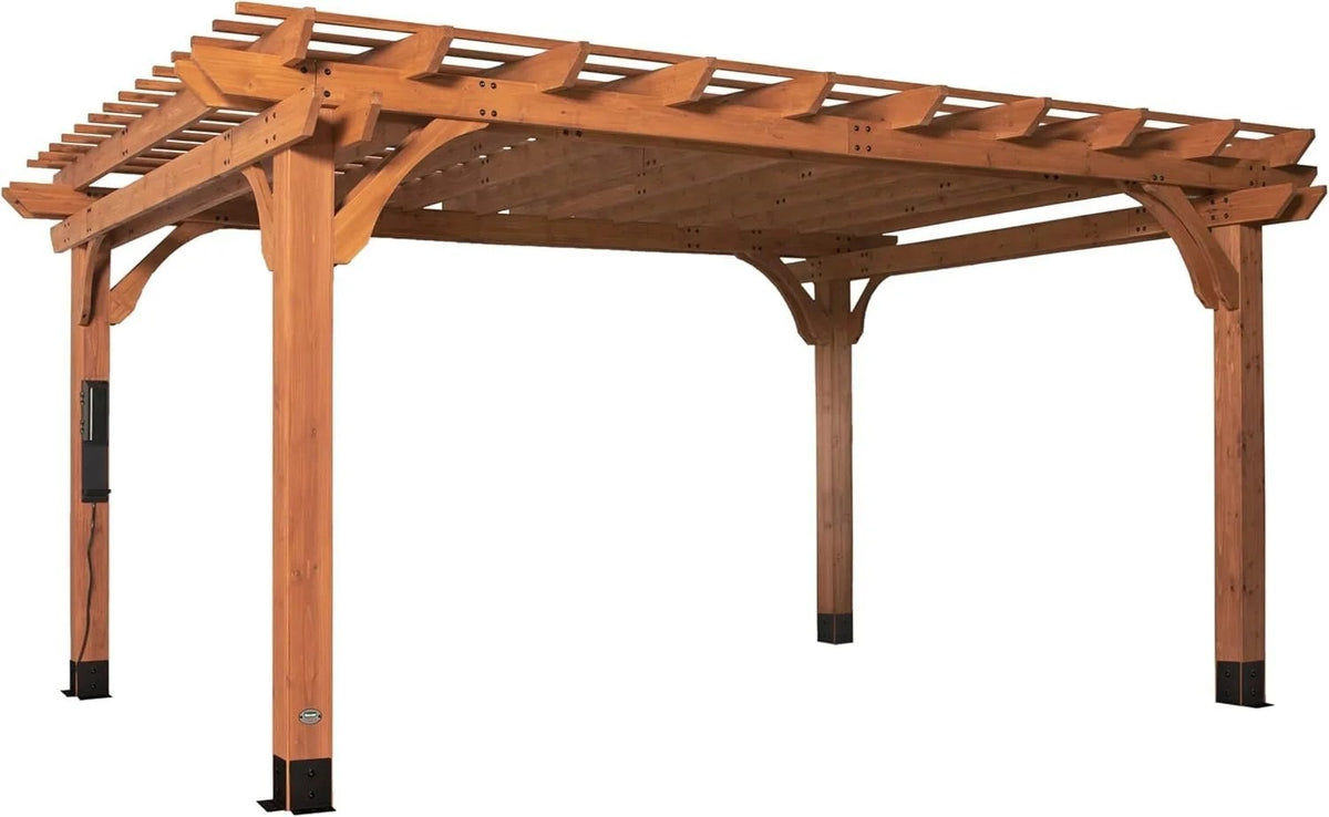 Casavibeo Backyard Discovery Beaumont Pergola with sturdy wooden frame and open lattice roof, ideal for outdoor shade and relaxation.