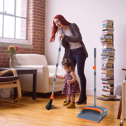 Belro self-cleaning broom and dustpan set with ergonomic handle and compact design for easy cleaning in home and garden.