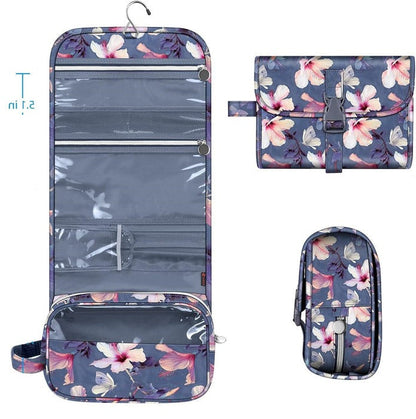 Belro hanging makeup organizer pouch with multiple compartments, designed for travel and storage of cosmetics and beauty products.