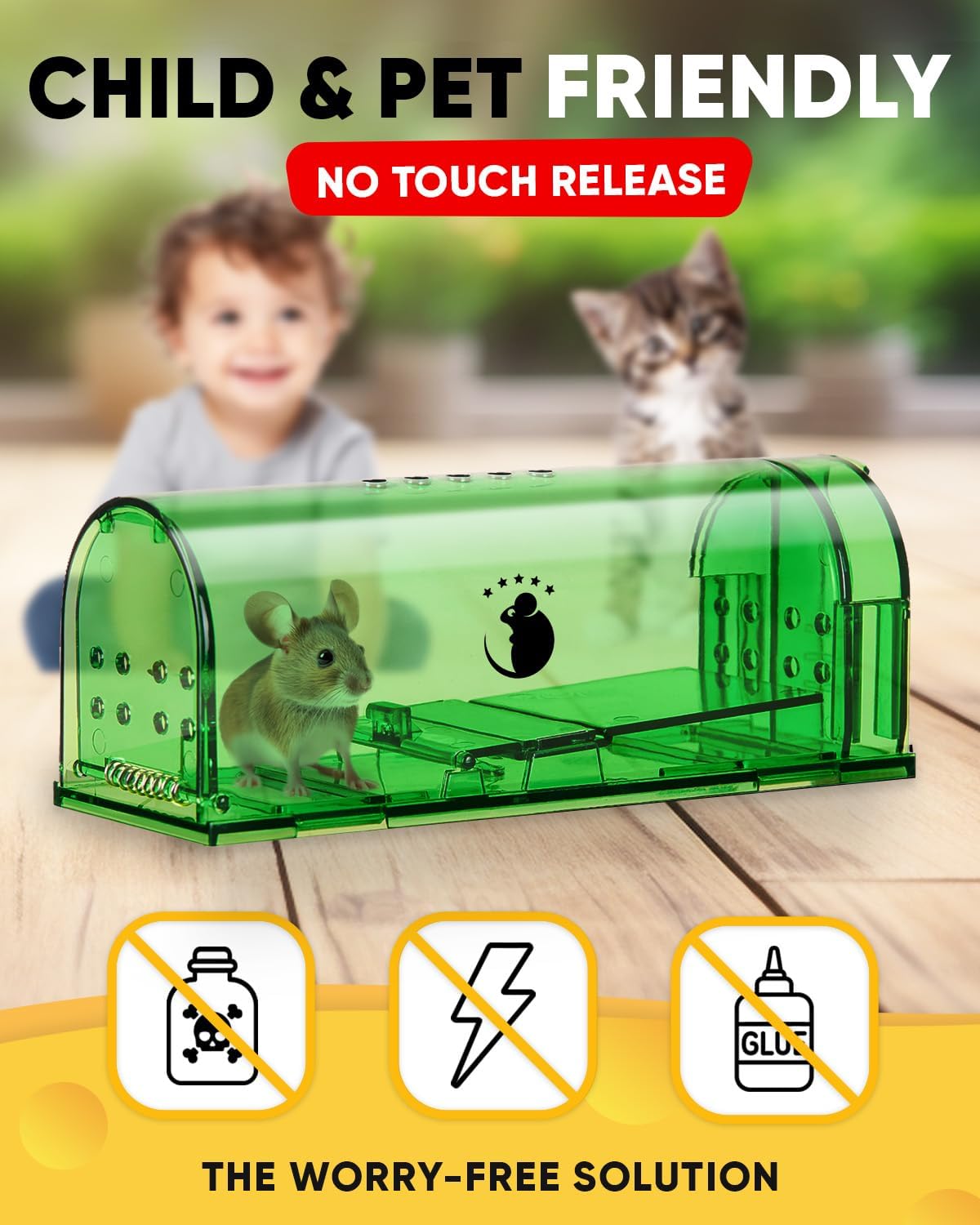 Belro 4-pack mouse traps for home and outdoor pest control, showing metal snap traps ready to catch mice.