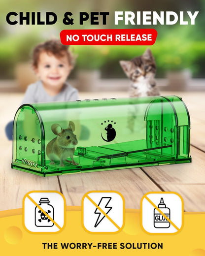 Belro 4-pack mouse traps for home and outdoor pest control, showing metal snap traps ready to catch mice.
