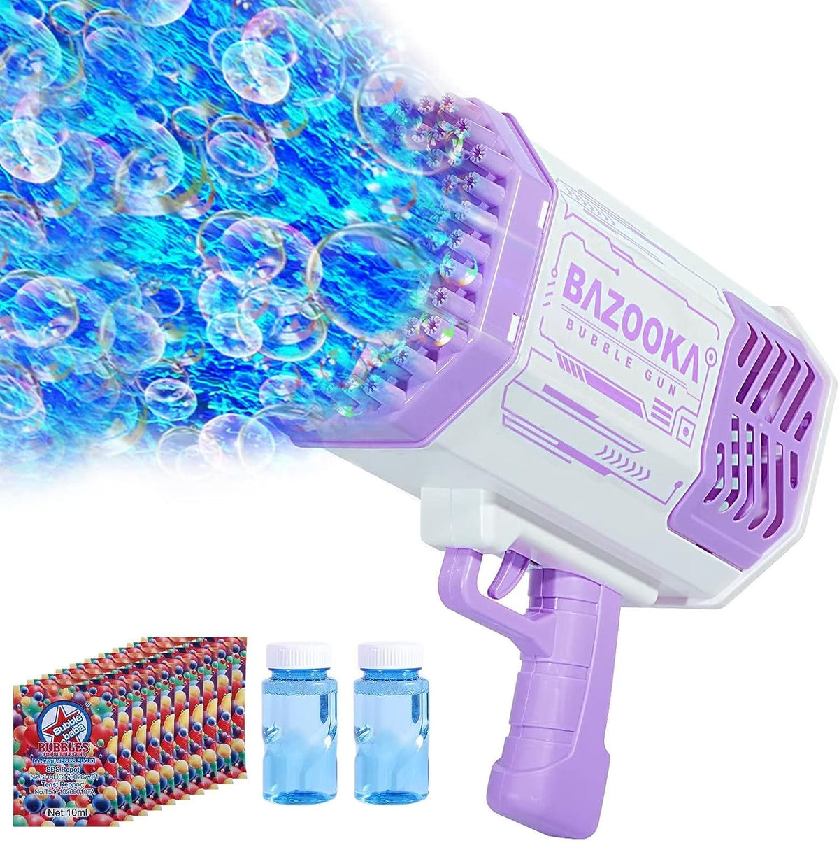 Belro bubble gun blaster toy for outdoor play, featuring colorful design and bubble-making nozzle for kids' fun.