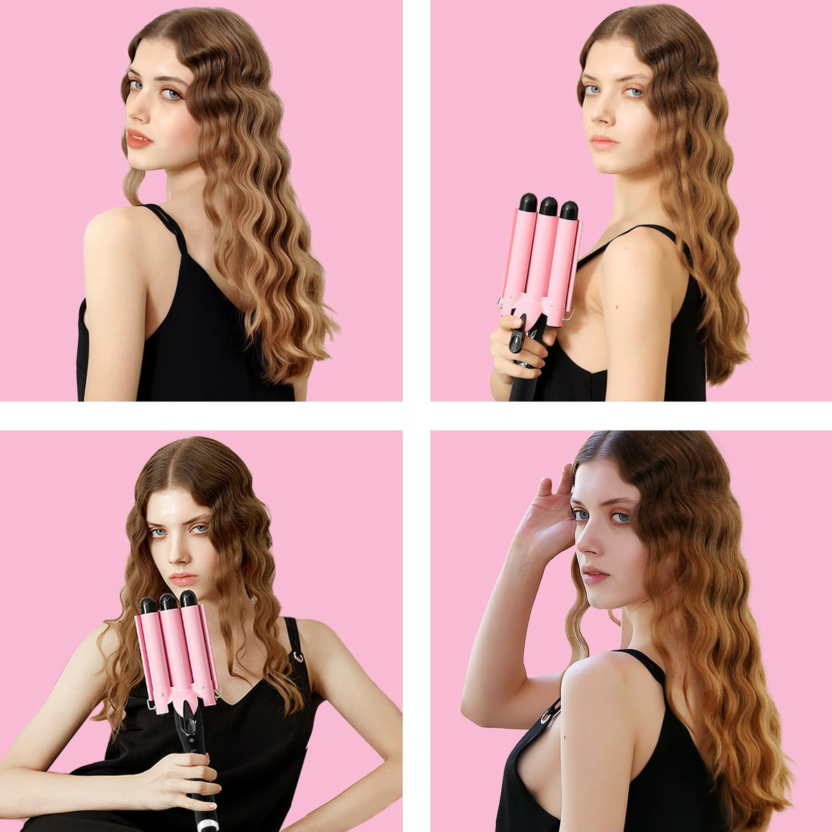Belro curling iron hair waver in black, featuring a barrel for creating waves and curls, with heat control and ergonomic handle.