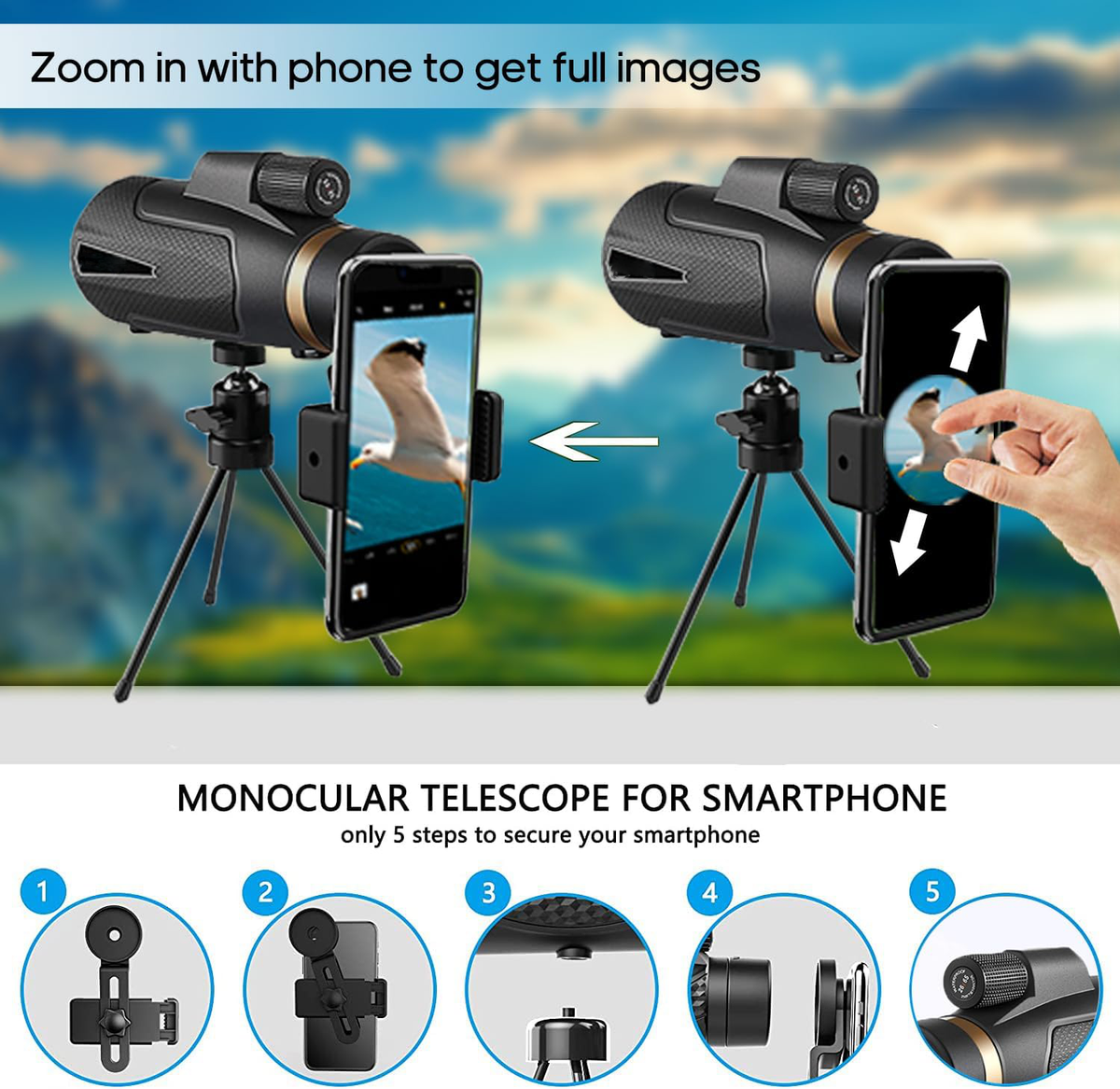 Belro monocular telescope with compact design and adjustable focus, ideal for outdoor birdwatching and nature observation.