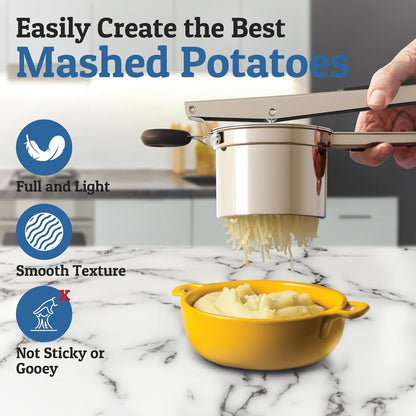 Belro potato ricer for kitchen use, stainless steel handle and body, ideal for mashing potatoes and making purees.